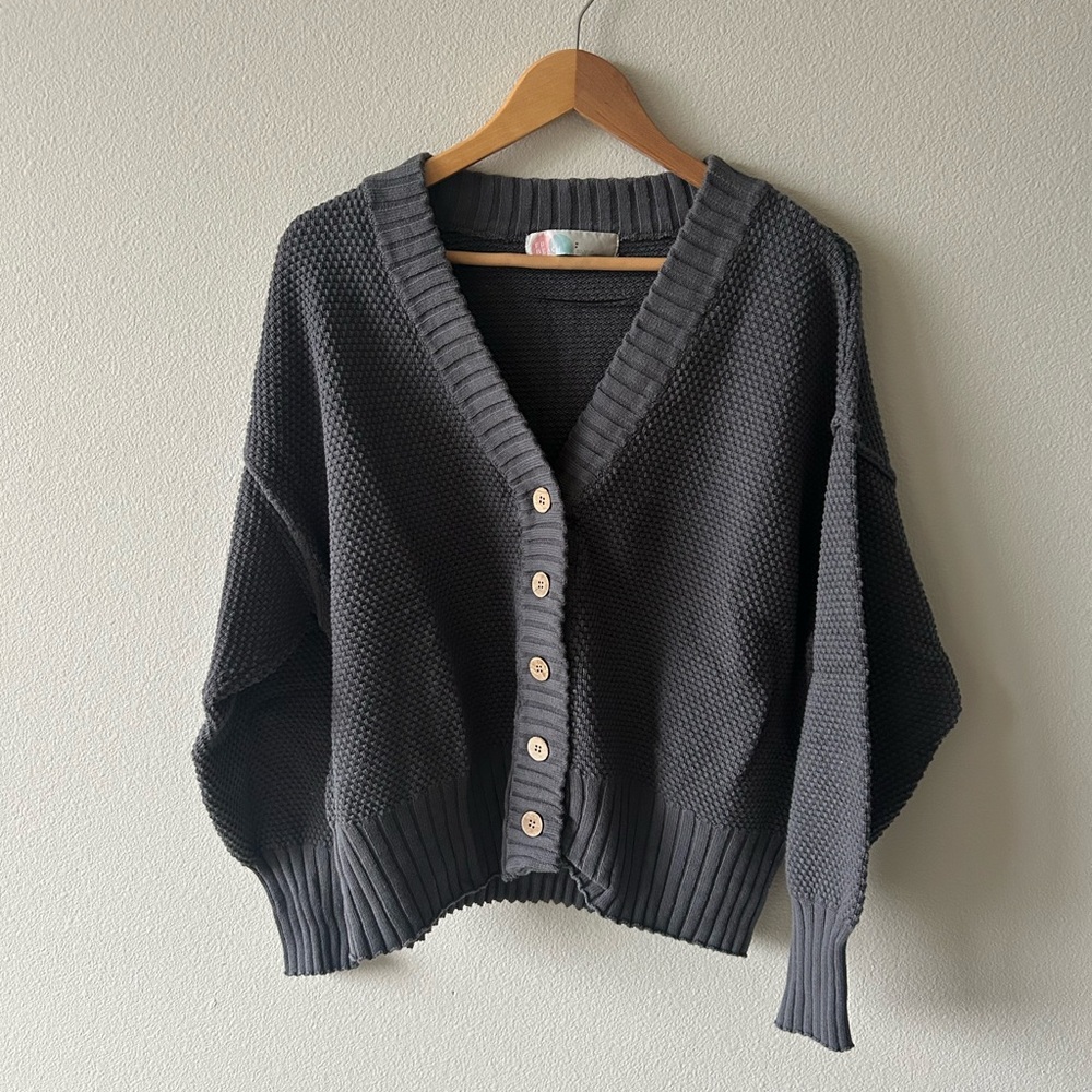SET Free People Hailee Charcoal Gray Sweater Set. Size S.